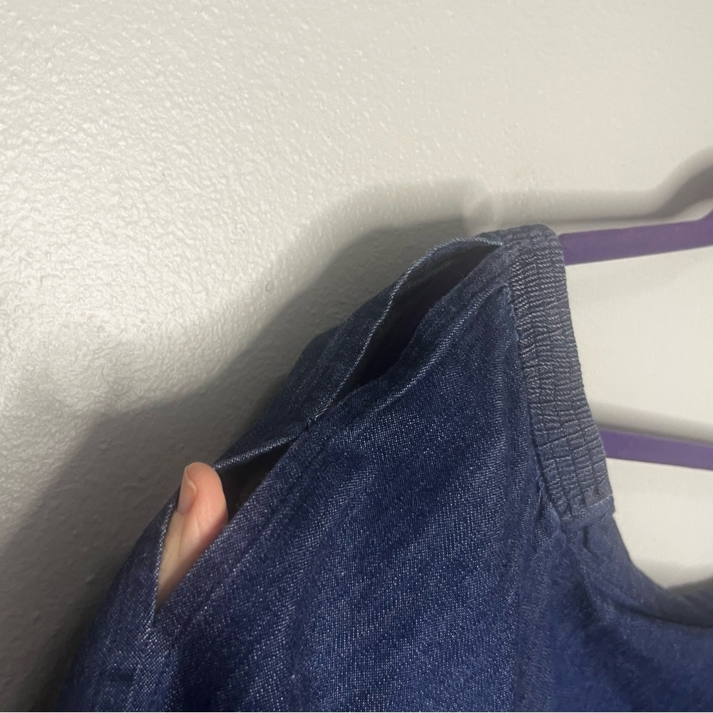 Lauren Ralph Lauren Denim Blouse Shirt XL Round Off The Shoulder‎ Cold Shoulder - Picture 3 of 6